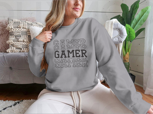 Gamer Black Layered Design for Sweatshirt